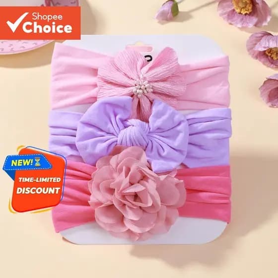 Faixa De Cabeça Floral Para Bebês , Conjunto De 3 Peças De Turbante Com Laço De Algodão Crianças , Acessórios Cabelo Men