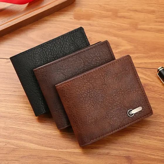 Carteira Masculina De Couro Pu Curta Porta Cartão Casual De Negócios Com-Moedas