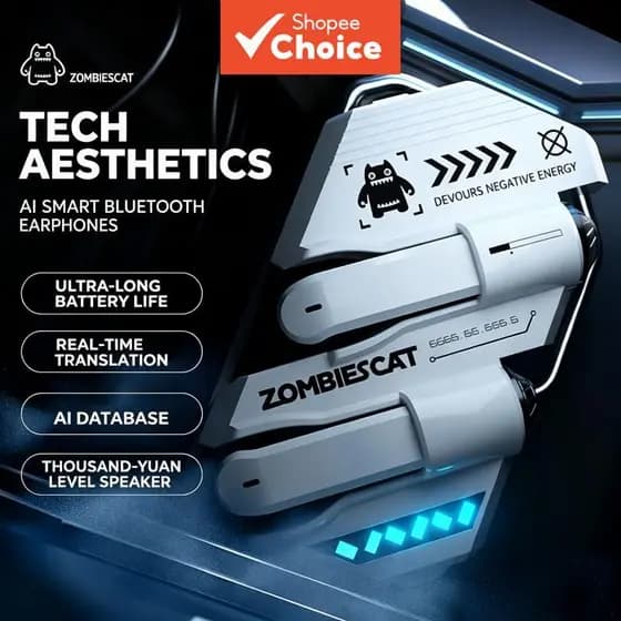 Fones de ouvido ZOMBIESCAT B21 Estilo Mecânico Fones de Ouvido Sem Fio 13MM Driver Áudio Espacial Fones com Longa