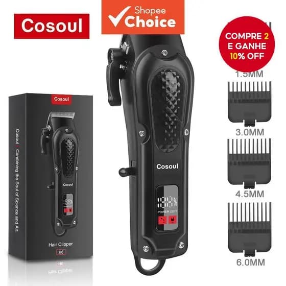 Cosoul Máquina de Cortar Cabelo Aparador de Cabelo Elétrico Recarregável Barbeador Máquina de Corte de Cabelo