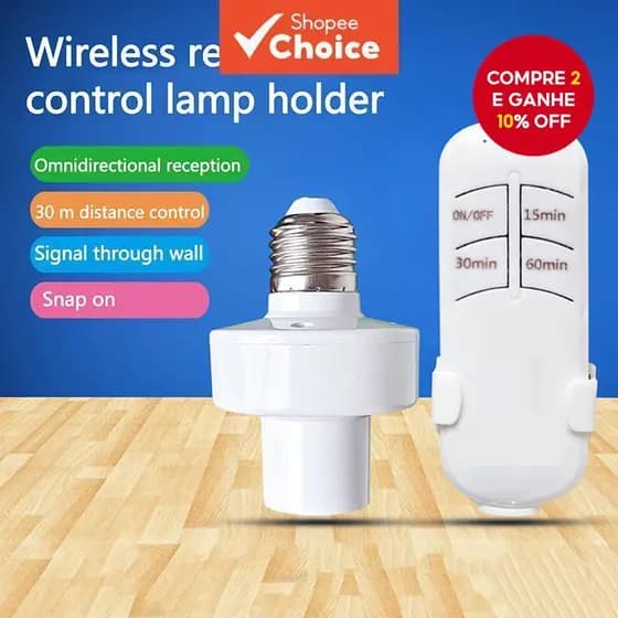 Interruptor Timer Inteligente Sem Fio para Lâmpada E27 Soquete 110V 220V Interruptor Múltiplo para Casa Quarto do Bebê