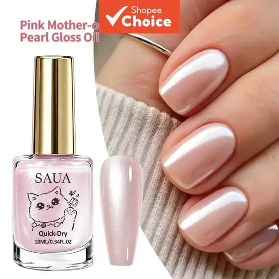 1 frasco de esmalte em gel com pérola-mãe rosa, esmalte perolado rosa de secagem rápida, esmalte em gel perolado,