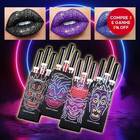 Caixa de brilho labial matte à base de água, versátil e durável, efeito de maquiagem para festas e festivais.