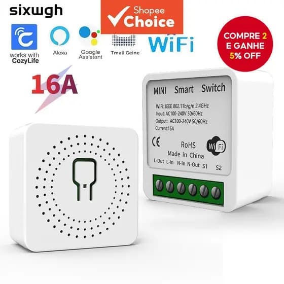 mini Interruptor Inteligente Wi-Fi Moderno-Controle De Voz Funciona Com alexa google home