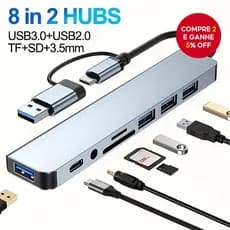 8 Em 1 USB Hub Expansor Dock Type C TF Leitor SD Áudio Compatível Com MacBook Pro ipad HP