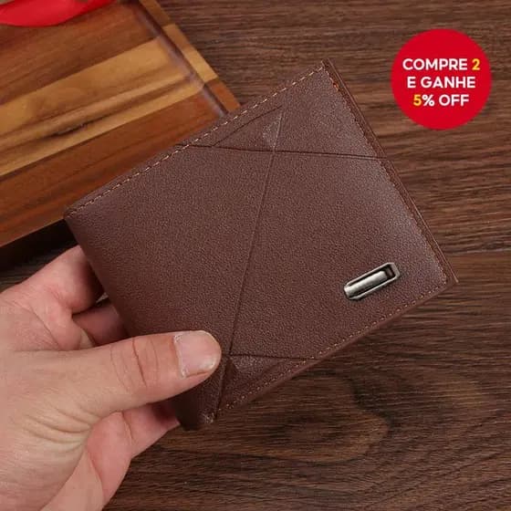 Carteira Curta Horizontal Masculina-Slim Multi-Card Fashion Para Jovens Adultos
