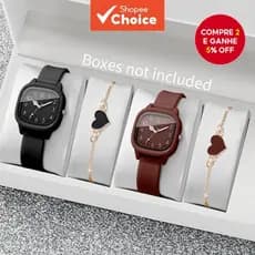 2/4 Pçs Moda Quadrada Relógios Femininos Casual Pulseira De Silicone Relógio De Pulso De Quartzo Com Coração Conjunto Me