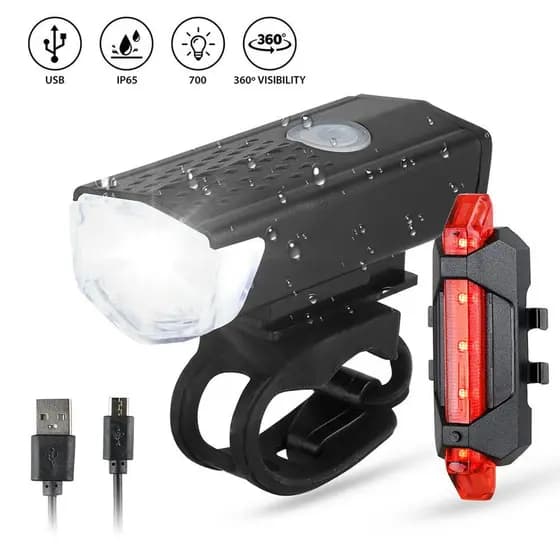 Conjunto de Lanternas de Bicicleta À Prova D'água 2255, Farol Usb Recarregável para Caminhadas Noturnas e Passeios Ao Ar