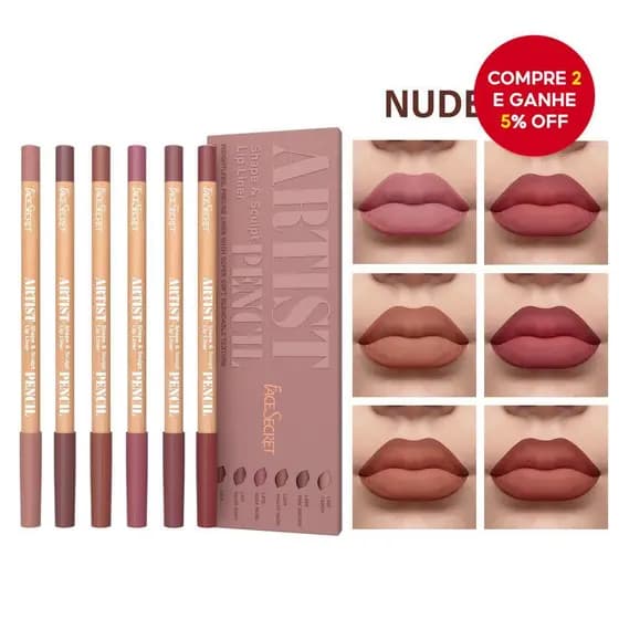 Conjunto de 6 Lápis de Delineador Labial a Veludo Matte | Longa Duração e Não Seca | Perfeito para Delinear e Preencher