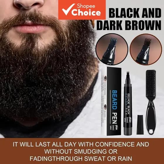 Caneta Preenchedora de Barba Profissional à Prova d’Água para Falhas, Bigode e Kit de Modelagem de Sobrancelhas
