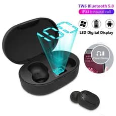 E6S Fones De Ouvido TWS Sem Fio Bluetooth 5.0 Display LED 9D Stero Fone Redução Ruído