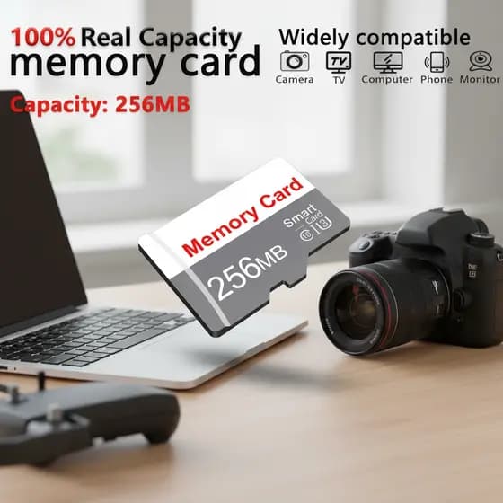 256MB MicroSD (TF) Cartão, Classe 10 A1, Memória Compacta para Celulares, Tablets, Câmeras
