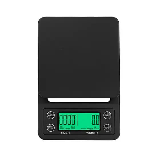Balança eletrônica para café hand-brewed 5kg com temporizador, precisão de 0,1g.