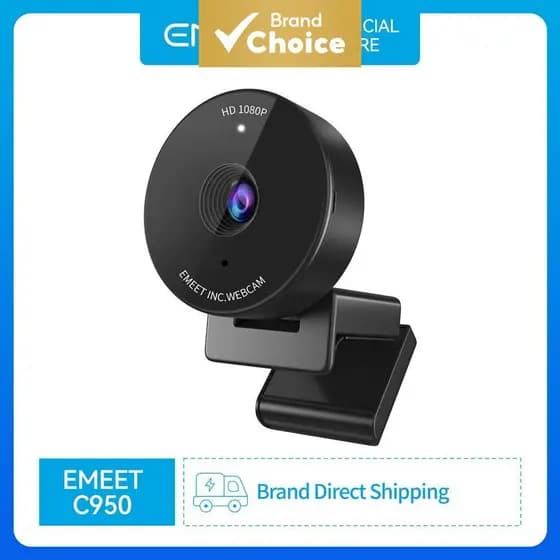 Câmera Webcam 1080P EMEET C950 USB com visão de 70° para computador, com microfone para reuniões, aulas online, Zoom,