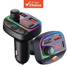 Transmissor FM MP3 para Carro Carregador Veicular Tipo C Bluetooth 5.3 Chamada em Viva-Voz Super Rápido Adaptador de