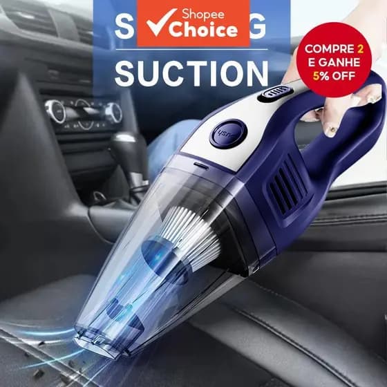  Aspirador de Pó Sem Fio Premium 2000mAh – Sucção Potente, Baixo Ruído, 5 Acessórios para Limpeza de Carro/Pelos de