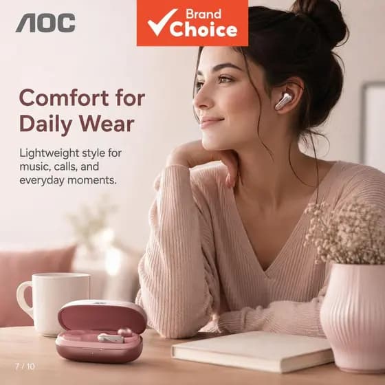 Fones de Ouvido Clip-On AOC ACD4614 Fones Bluetooth Abertos HiFi Sem Fadiga Após Uso Prolongado Fones de Ouvido 100H