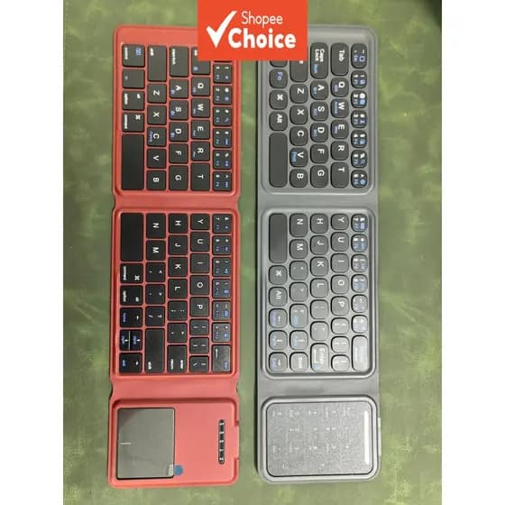 Teclado Bluetooth dobrável com touchpad – teclado portátil sem fio com superfície de couro PU, recarregável e ultrafino,