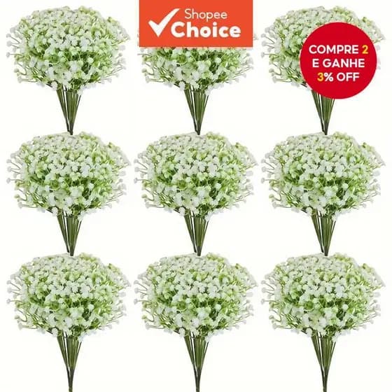 30 peças de flores artificiais brancas Gypsophila de toque real para arranjos de casamento e festas