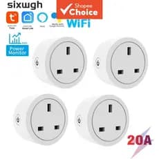 Para Tuya WiFi Tomada Inteligente UK Plug Temporizador Interruptor Suporte Vida APP Funciona Com Alexa Google Casa Contr