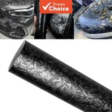 Rolo De Decalque De Fibra De Carbono Forjado Preto Filme PET Autoadesivo De Liberação De Ar Para Carro