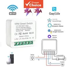 Módulo De Interruptor Inteligente WiFi 16A 20A Disjuntor De Relé Controle De Aplicativo Bidirecional AC100-240V
