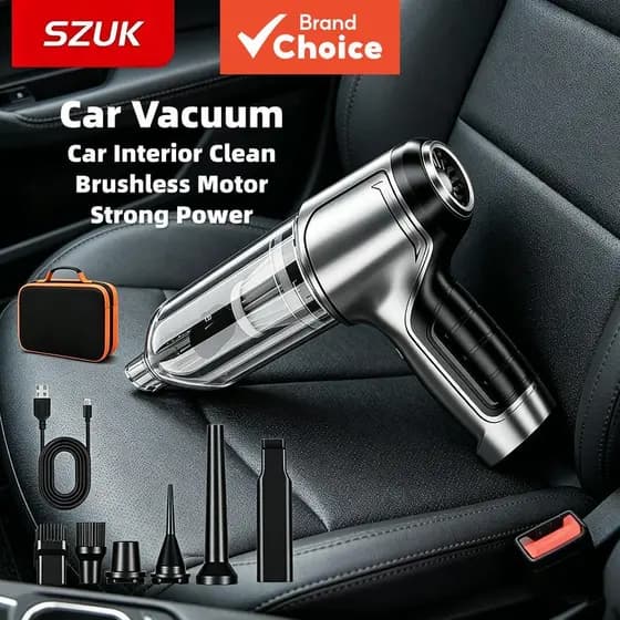 Aspirador de Carro Portátil Sem Fio SZUK, Sucção Potente, Multifuncional, Limpeza Profunda de Interiores de Automóveis