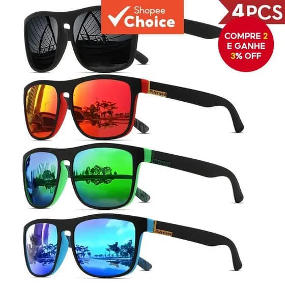 4 Pares De Óculos De Sol Esportivos Quadrados Clássicos Uv400 Design Leve Para Dirigir Equitação Unissex