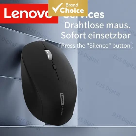 Mouse Sem Fio Lenovo Business Silencioso Ergonômico 2.4G Compatível com Múltiplas Plataformas Design sem Bateria