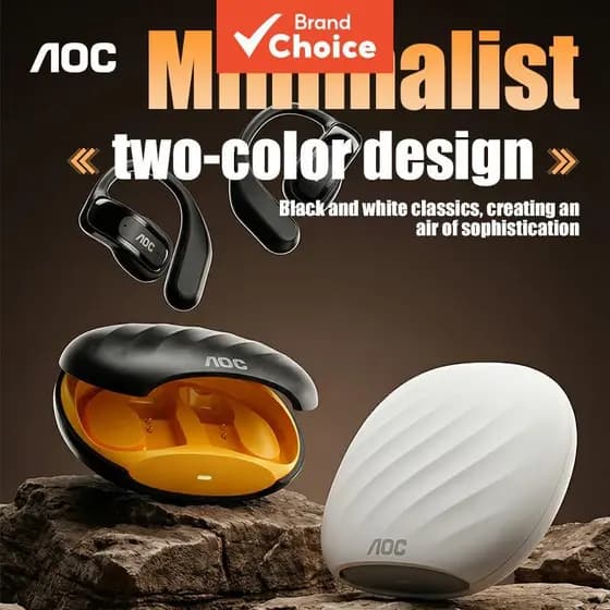 Fones de Ouvido AOC Open Ear, Clip, Sem Fio, Bluetooth 5.3, Resistente à Água, Earbuds HiFi Estéreo, Sem Dor no Ouvido,
