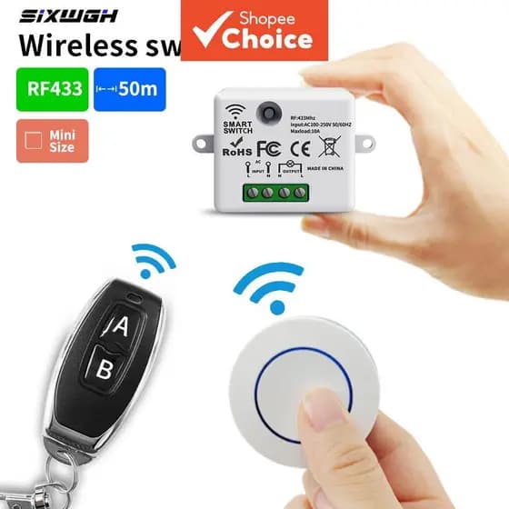 Interruptor Inteligente Mini 433MHz RF Sem Fio Módulo De Retrofit DIY Para Lâmpada Iluminação