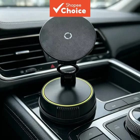 Ventosa a Vácuo 360° de Carregamento Rápido 15W Magnética Super Forte Suporte Veicular Sem Fio para iPhone 12 a 17