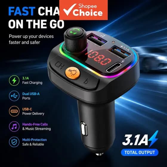 BLUETOOTH 5.2 Transmissor Fm Aux Modulador De Carro Mãos-Livres Mp3 Player Carregador USB Rápido