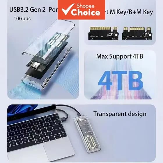Adaptador NVMe De Gabinete SSD M2 USB 3.1 10 Gbps Para Disco Rígido Externo