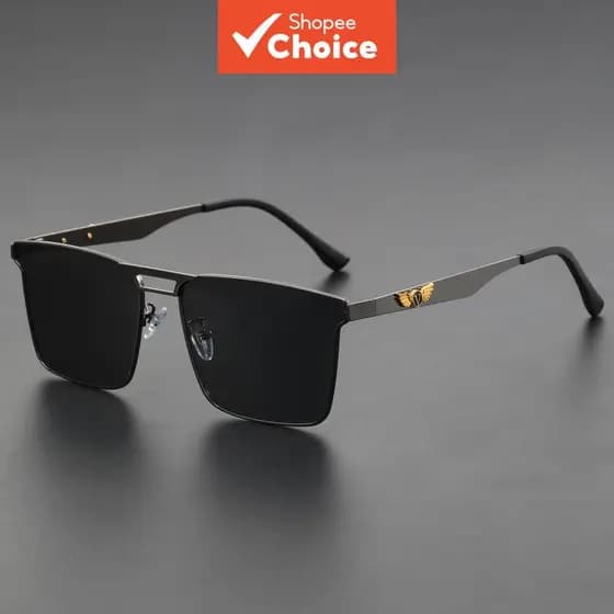 Óculos De Sol Quadrados Com Armação De Metal Polarizado Masculino Proteção Uv400 Para Dirigir , Ciclismo , Caminhadas