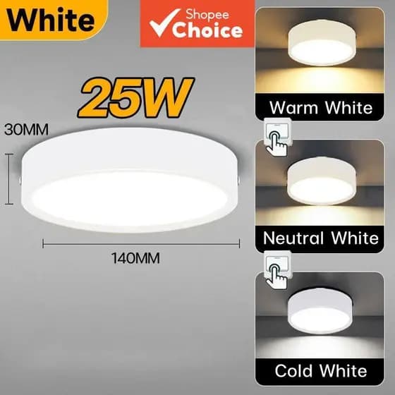 SAIMILI Luminária LED de Embutir - Luminária de Teto Redonda com 3 Cores para Iluminação Interna