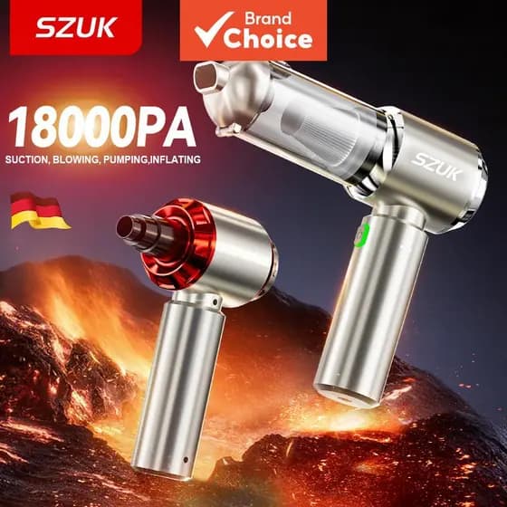 SZUK Aspirador de pó portátil sem fio para carro, alta potência, sucção forte, recarregável, baixo ruído e sem fio, para
