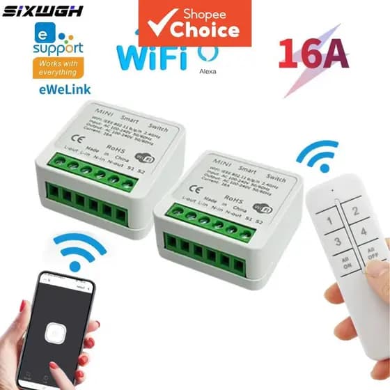 Um Conjunto EWeLink WiFi Interruptor Temporizador Inteligente RF2.4G Controle Remoto Sem Fio APP E De Voz Para Alexa Goo