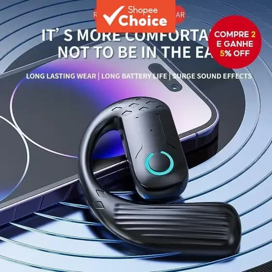 Fones de Ouvido B01 Preto Fones de Ouvido Bluetooth Sem Fio de Uma Só Orelha Bateria de Longa Duração Fones de Ouvido