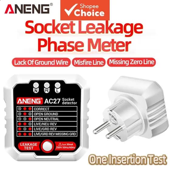 Um Conjunto ANENG AC27 Testador De Tomada Inteligente Polaridade Fase Detector Tensão Ue Eua Plug Disjuntor Localizador