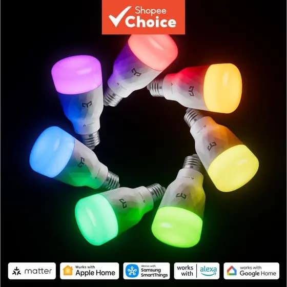 Yeelight Lâmpada Inteligente D1 E27 RGB LED, Luz para Quarto, Luz para Decoração de Sala de Jogos, Rosca E27