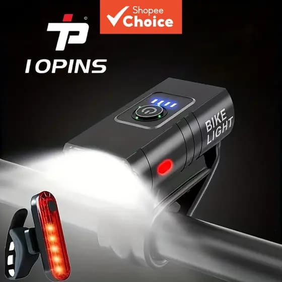 Farol de Bicicleta T6, Lanterna LED USB Recarregável, Feixe Alto/Baixo com Luz Traseira, Conjunto de Farol Dianteiro