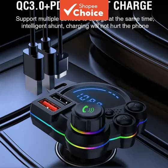 Carro Bluetooth 5.3 Transmissor FM Duplo USB Carregador Rápido Adaptador Sem Fio Receptor De Música Handsfree