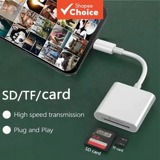Leitor de cartão Tipo C 2 em 1 SD/TF para iPhone, Huawei, Samsung, iPad, tablet, MacBook – Leitor de cartões USB-C