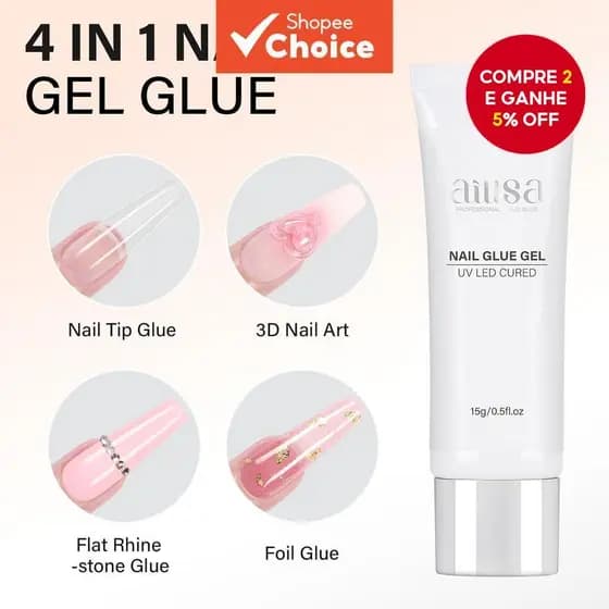 AILLSA Gel Sólido para Unhas para Unhas Postiças Super Forte Gel Profissional para Unhas Acrílicas Falsas Cola