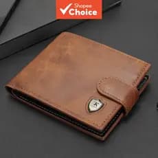 Nova carteira masculina curta multifuncional de moda - Carteira de botão prática e fácil de transportar