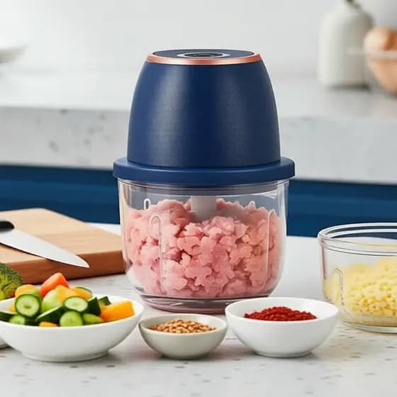 Processador de alimentos elétrico de aço inoxidável MAX 304 – Mini portátil de 350ML com fio USB, fatiador de alho de