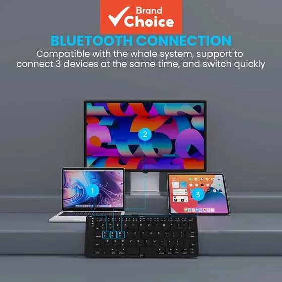 JOMAA Mini Teclado Dobrável Bluetooth Dobrável Sem Fio Recarregável Portátil, Teclado Multi-Dispositivos Adequado para