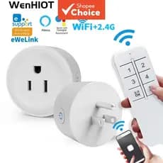 Tomada Inteligente WiFi EWeLink com Plug EUA, Tomada Sem Fio com Interruptor Sem Fio Compatível com Alexa e Google Home