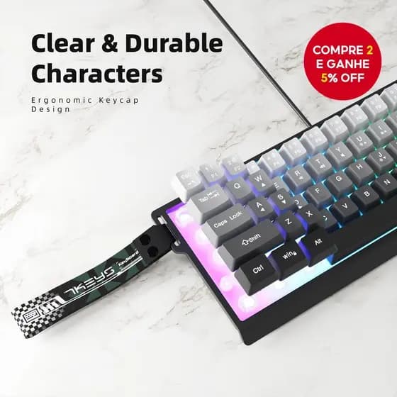 Teclado universal à prova d'água, teclado mini, teclado de 61 teclas para jogos, ergonômico retroiluminado com